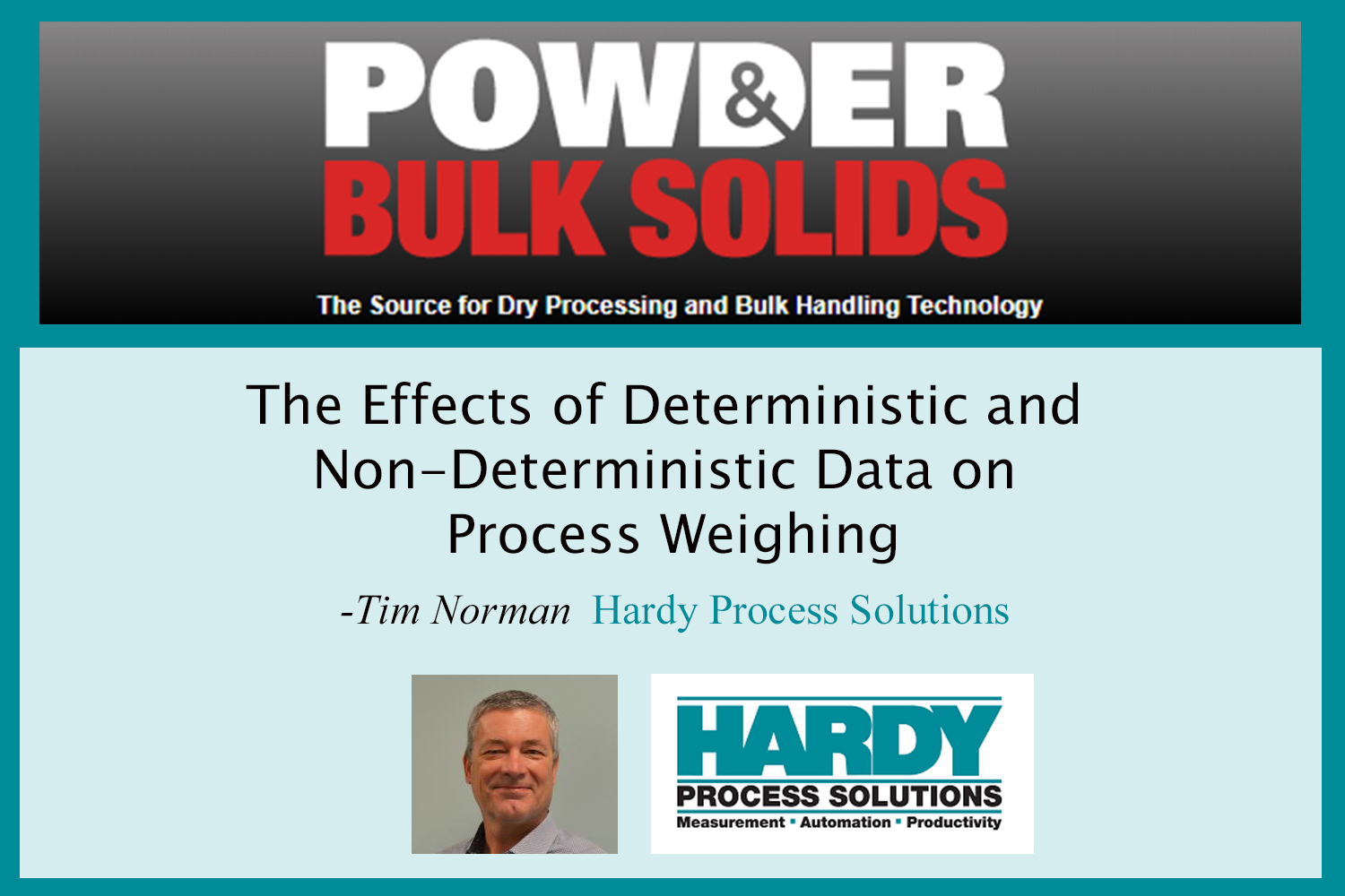 Hardy Solutions Editorial in Powder/Bulk Solids